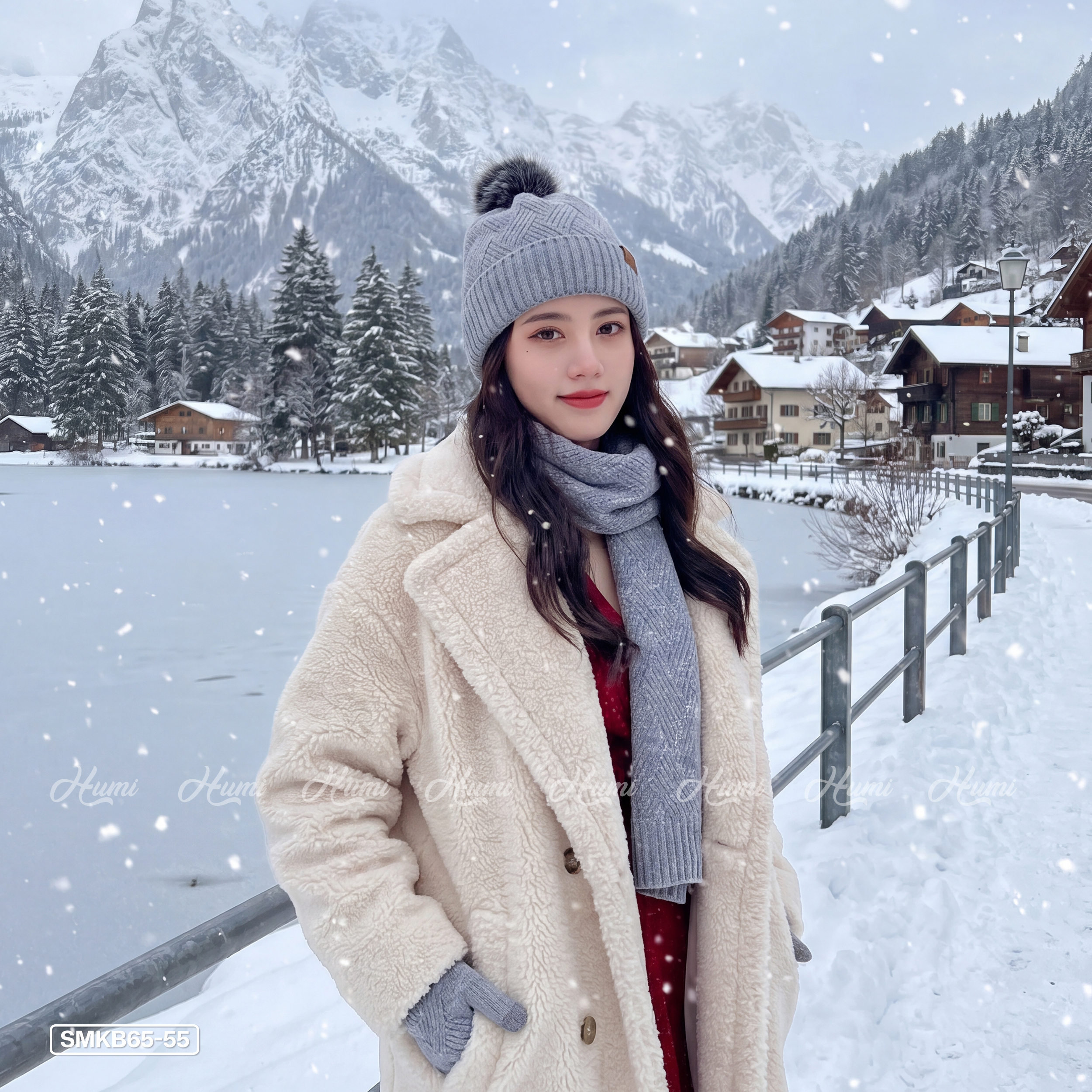 BỘ MŨ + KHĂN DÀI + GĂNG TAY CHO NỮ (SMKB-55 GHI)_thumbnail_6