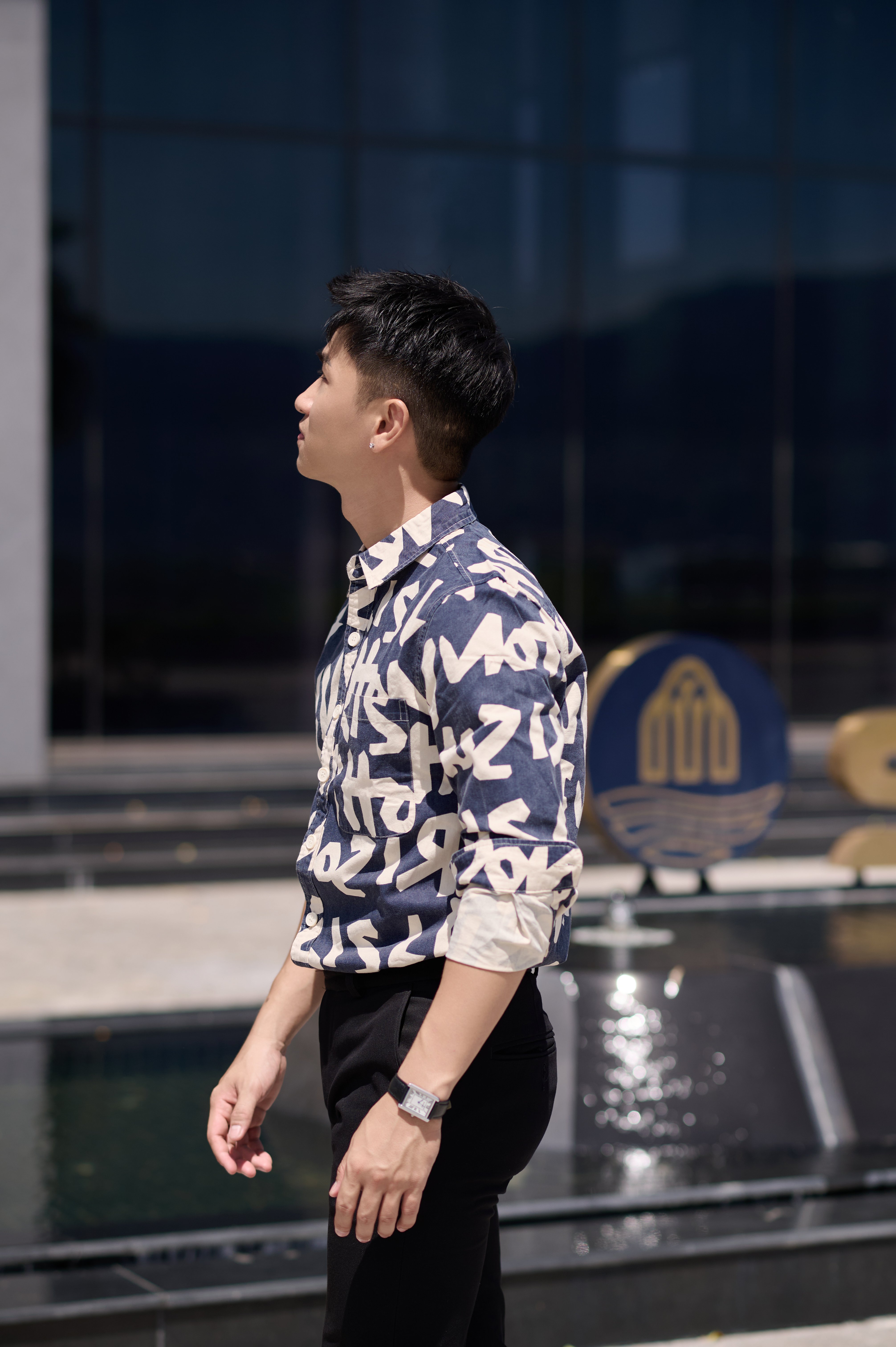 SA93 - Áo Sơ Mi Nam Tay Dài Phong Cách Nhật Bản In Chữ Đa Năng, Chất Cotton 100%, Màu Nâu & Xanh Dương_thumbnail_7