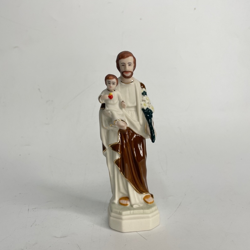 Tượng sứ Thánh Giuse bế Chúa 13cm NÂU_thumbnail_1