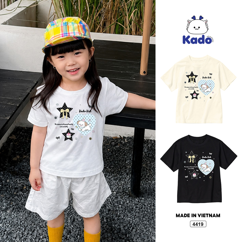 Áo thun bé trai bé gái form rộng happy puppy Hàn Quốc Kado 4419