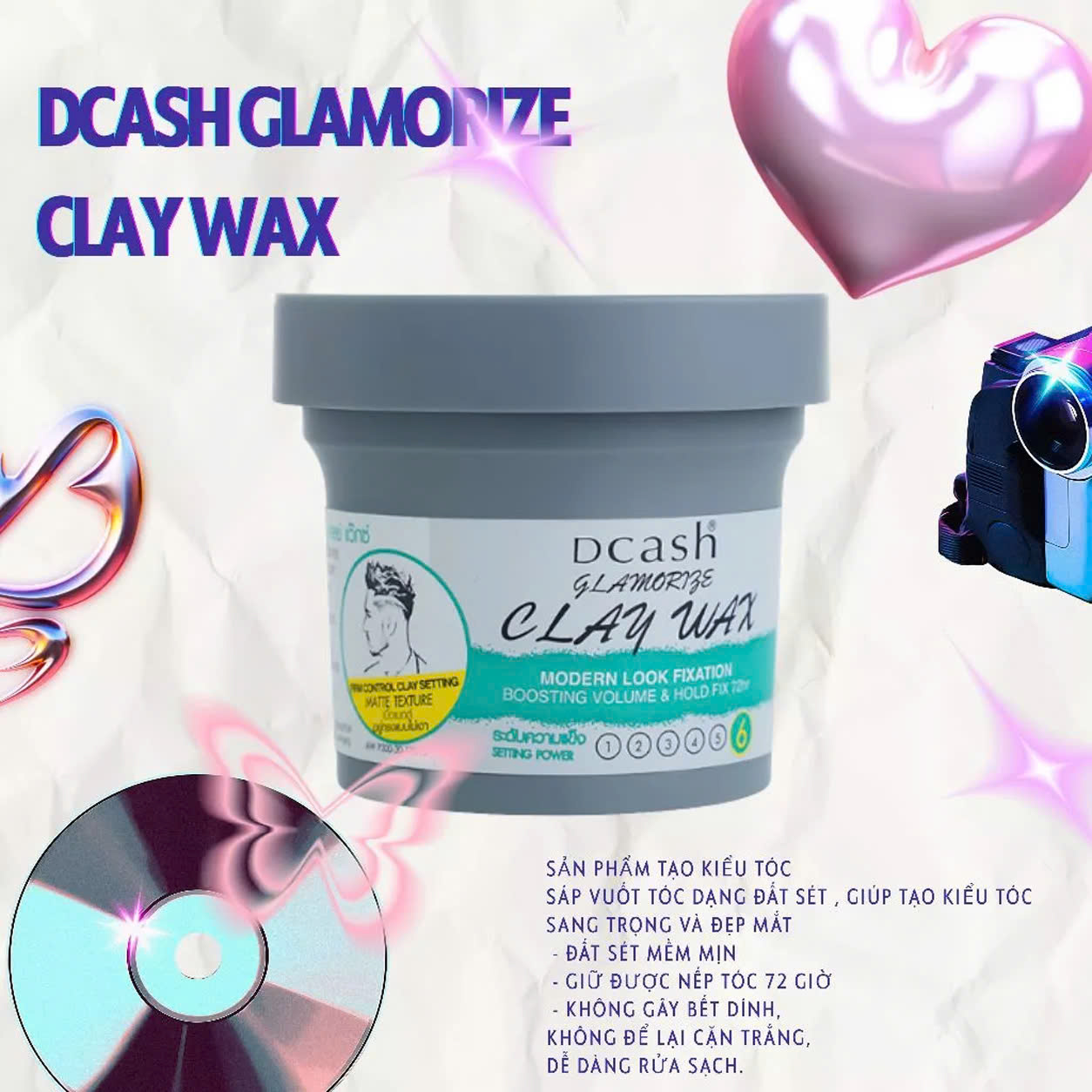 SÁP VUỐT TÓC DCASH GLAMORIZE TẶNG KEO XỊT TÓC 80ML_thumbnail_3