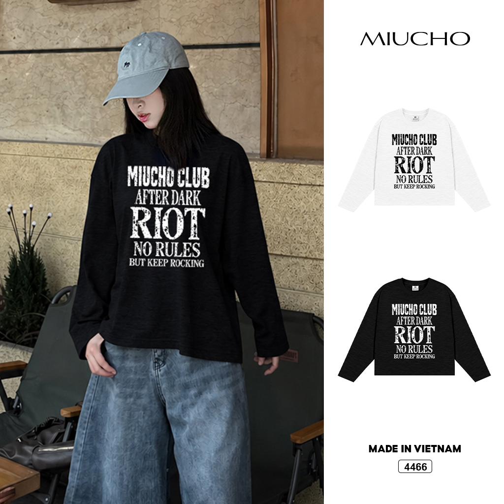 Áo thun tay dài form boxy cotton xược Hàn Quốc Miucho 4466