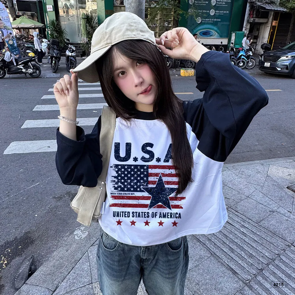 Áo thun boxy tay dài phối raglan chất đường phố Miucho 4215_thumbnail_6