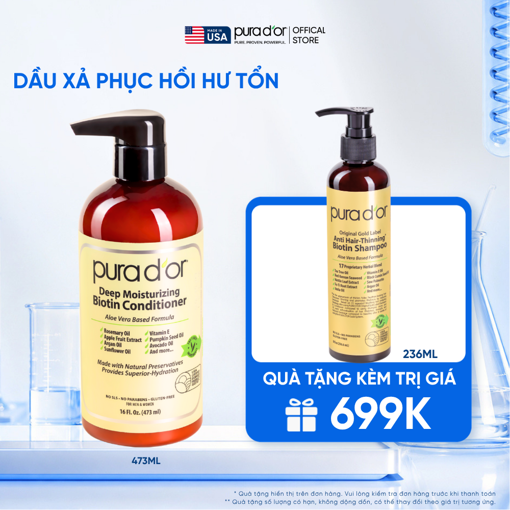 Dầu Xả Biotin Pura D'or Deep Moisturizing Giúp Dưỡng Ẩm Chuyên Sâu 473ml