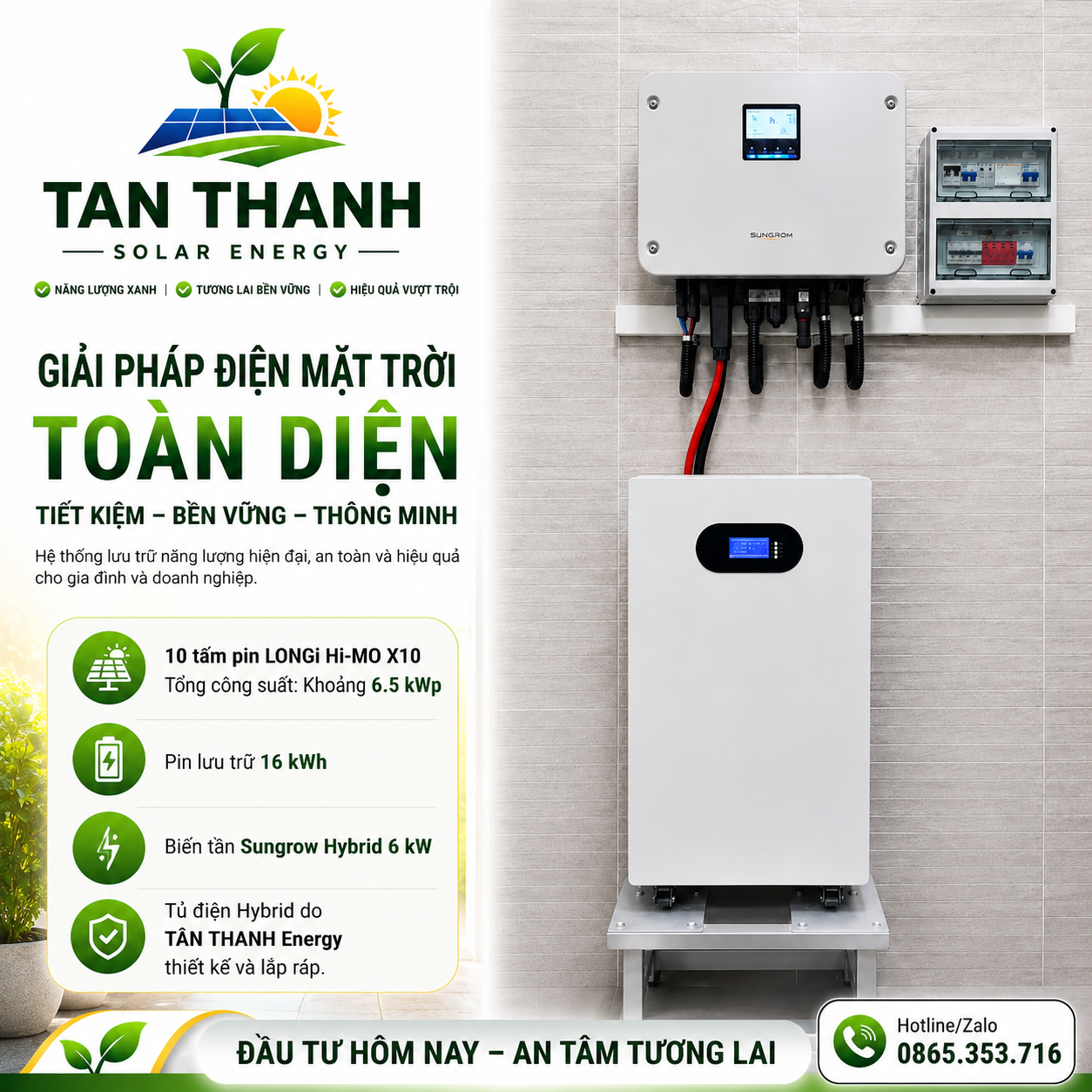 Nhà Ms Như Trí – Hệ Thống Điện Mặt Trời Hybrid 6.5 kWp Tại Bình Thạnh, TP.HCM | TÂN THANH Energy