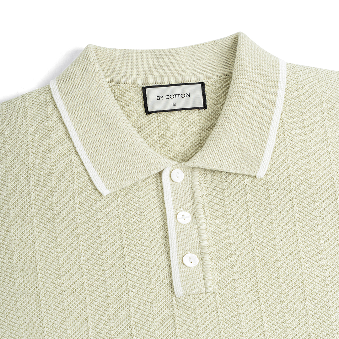 Polo Dệt Kim Herringbone Phối Viền Cổ_thumbnail_1