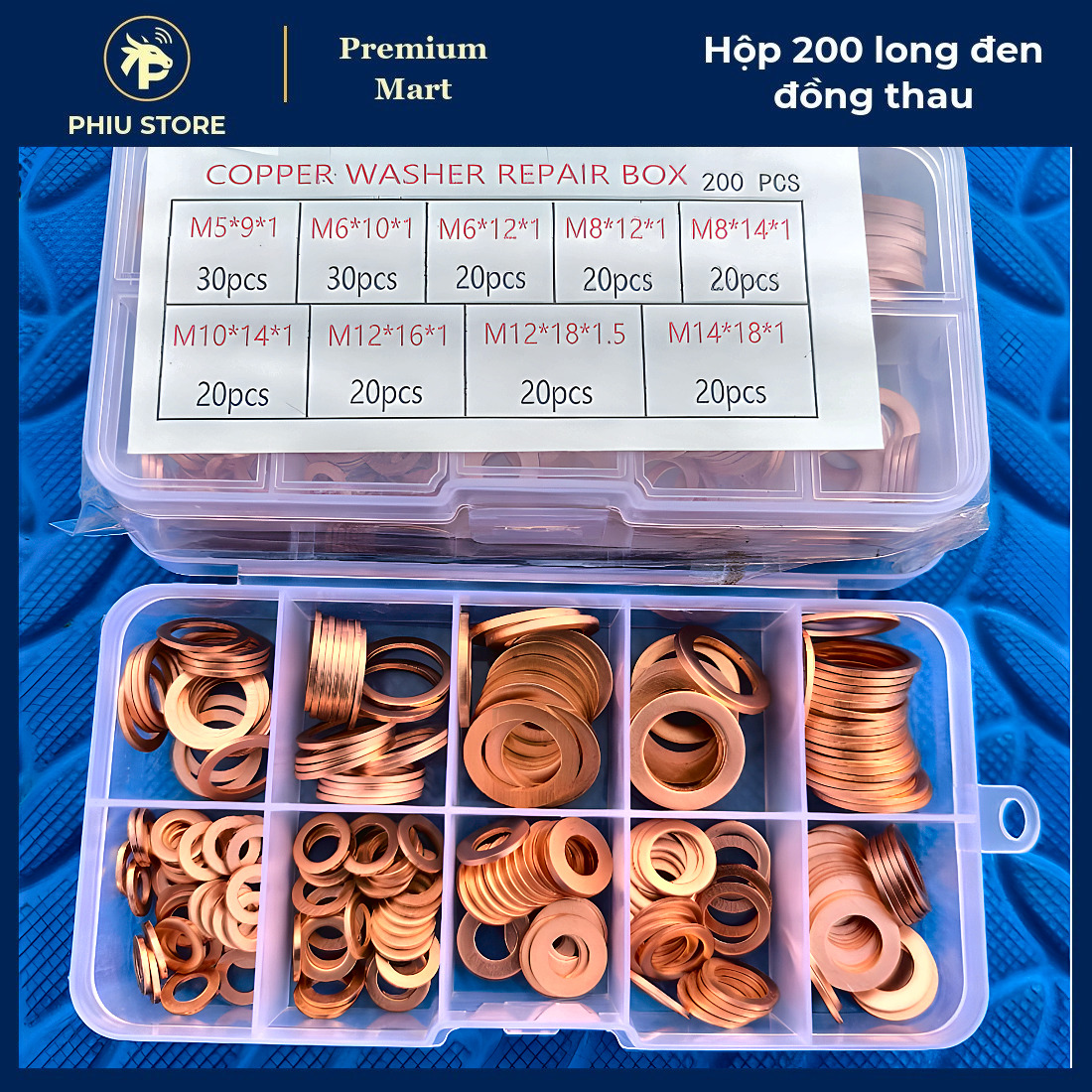Long Đen Đồng Thau - Hộp 200 Long Đền Đồng M5-M14, Vòng Đệm Đồng Nguyên Chất - PHIU STORE_thumbnail_4