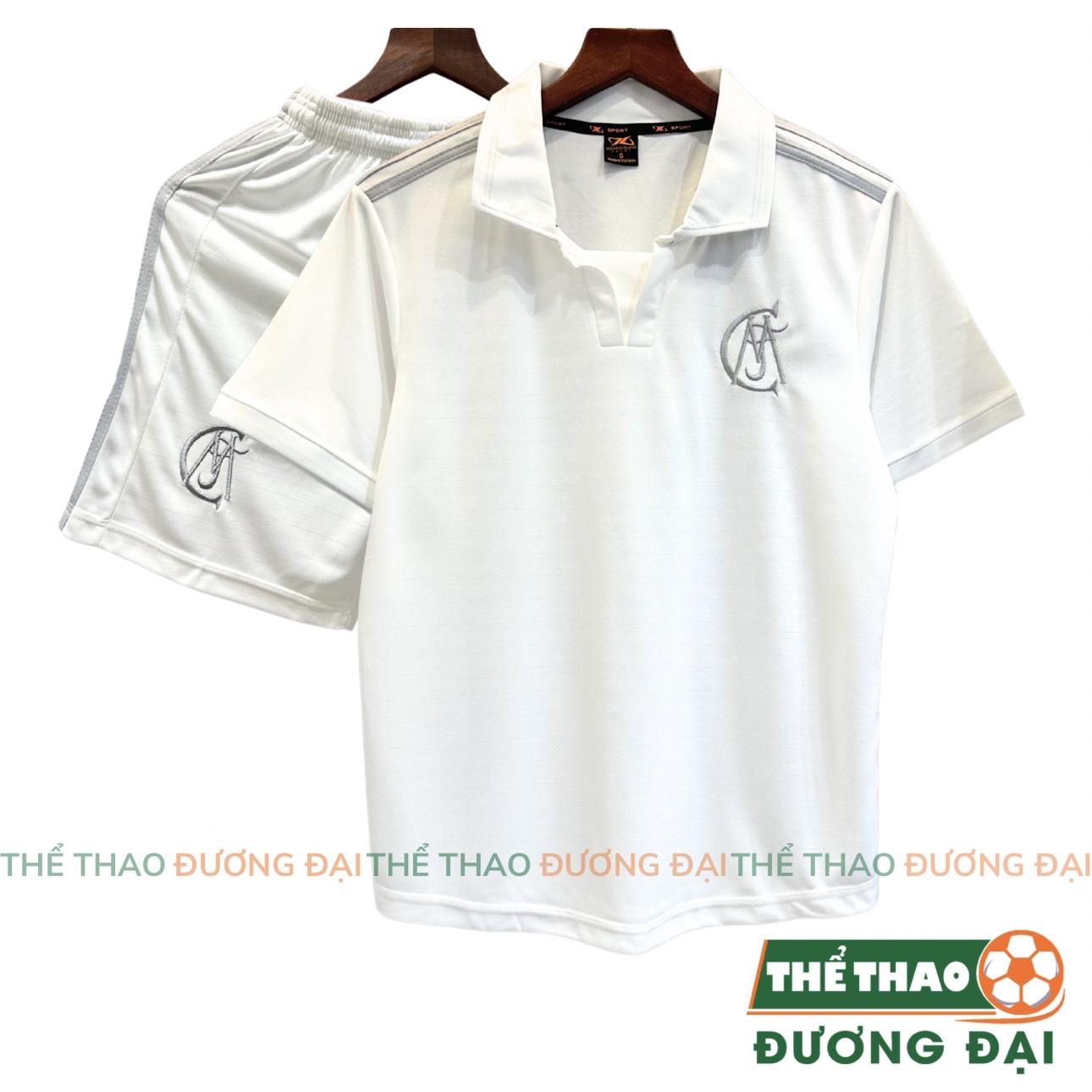 Quần Áo Bóng Đá Rê An Retro 1902 Trắng Xám Thun Mè S-COMF Thoáng Khí Thể Thao Đương Đại
