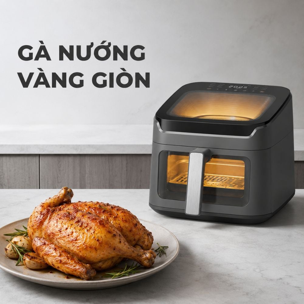 Nồi chiên không dầu Mishio MK473 7L - Quan sát món ngon qua cửa kính_thumbnail_4
