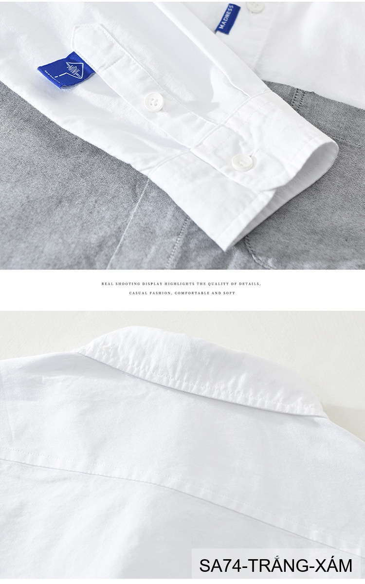 SA74 - Áo sơ mi nam dài tay Oxford kiểu Nhật, form rộng, chất cotton 100%, phối màu trắng xanh lá/xám_thumbnail_10