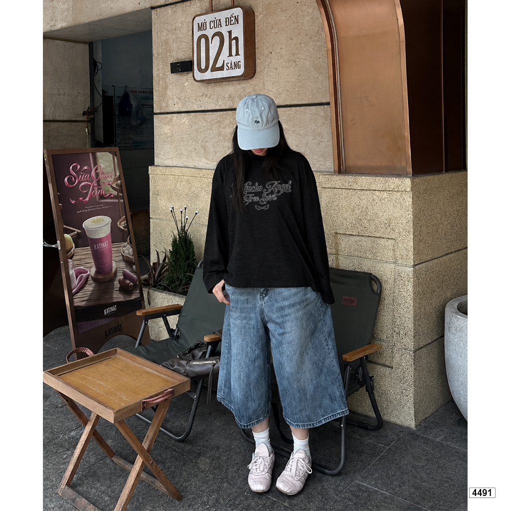 Áo thun tay dài boxy Miucho cotton xược Hàn Quốc 4491_thumbnail_4