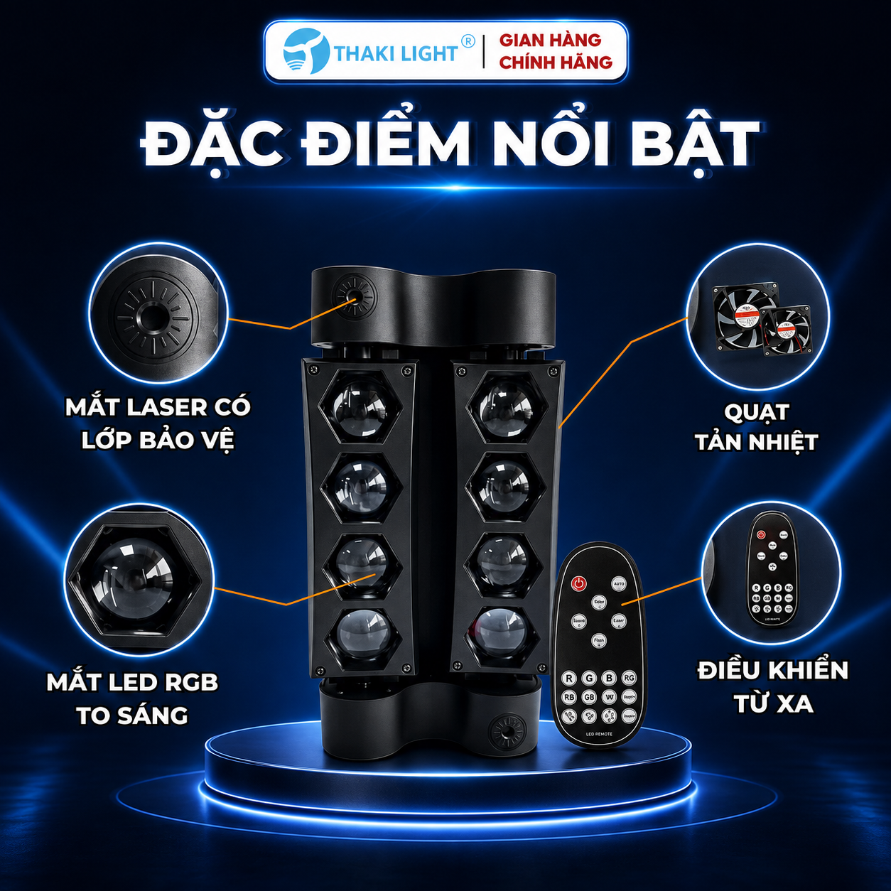 Đánh Giá Chi Tiết Đèn Moving Nhện 10 Mắt THAKI LIGHT Tích Hợp Laser – Siêu Phẩm Sân Khấu