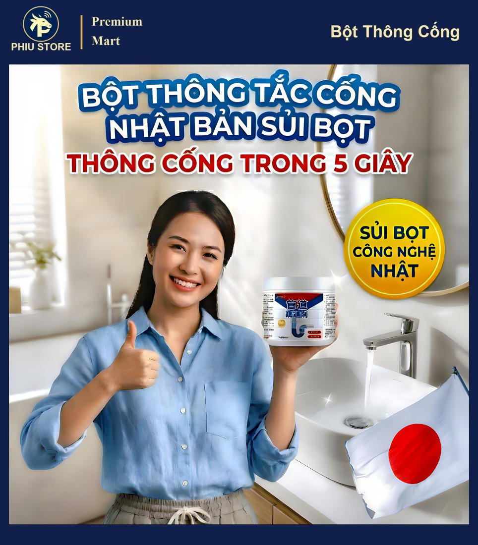 Bột Thông Cống Cực Mạnh - Xử Lý Tắc Nghẽn Bồn Rửa Nhà Tắm, Phân Hủy Dầu Mỡ Tóc Rác