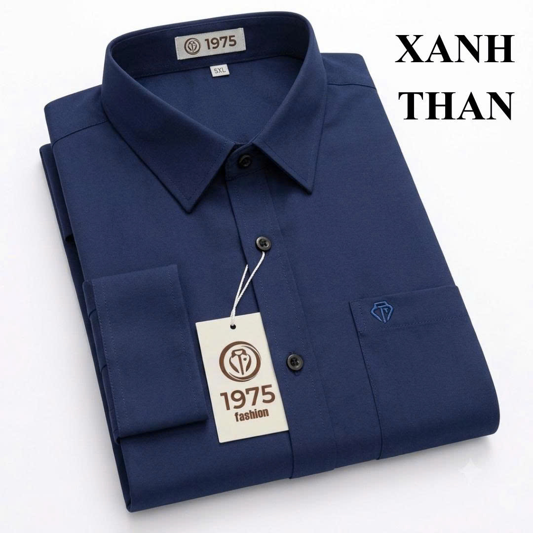 ÁO SƠ MI XANH THAN DÀI TRƠN