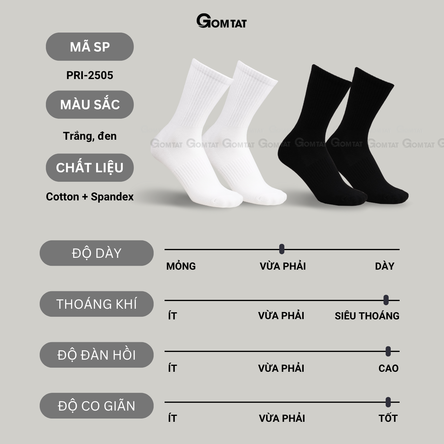 Combo tất nam nữ cổ cao GOMTAT thoáng khí, vớ trơn chất cotton khử mùi êm chân - PRI-2505_thumbnail_7