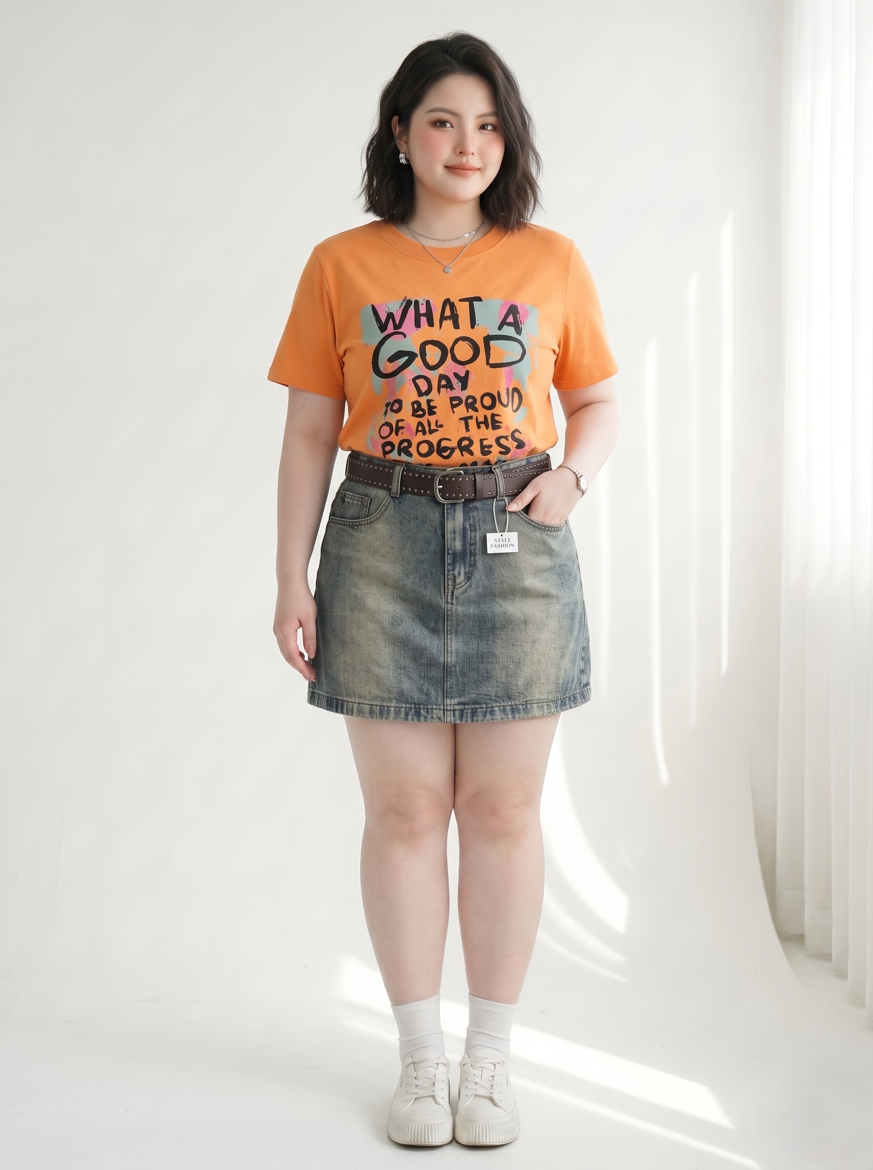 Chân Váy Jean Thêu Ngựa Bigsize Có Quần Bảo Hộ Cạp Cao - Nhiều Màu - Size 30–35 - T-JV2128