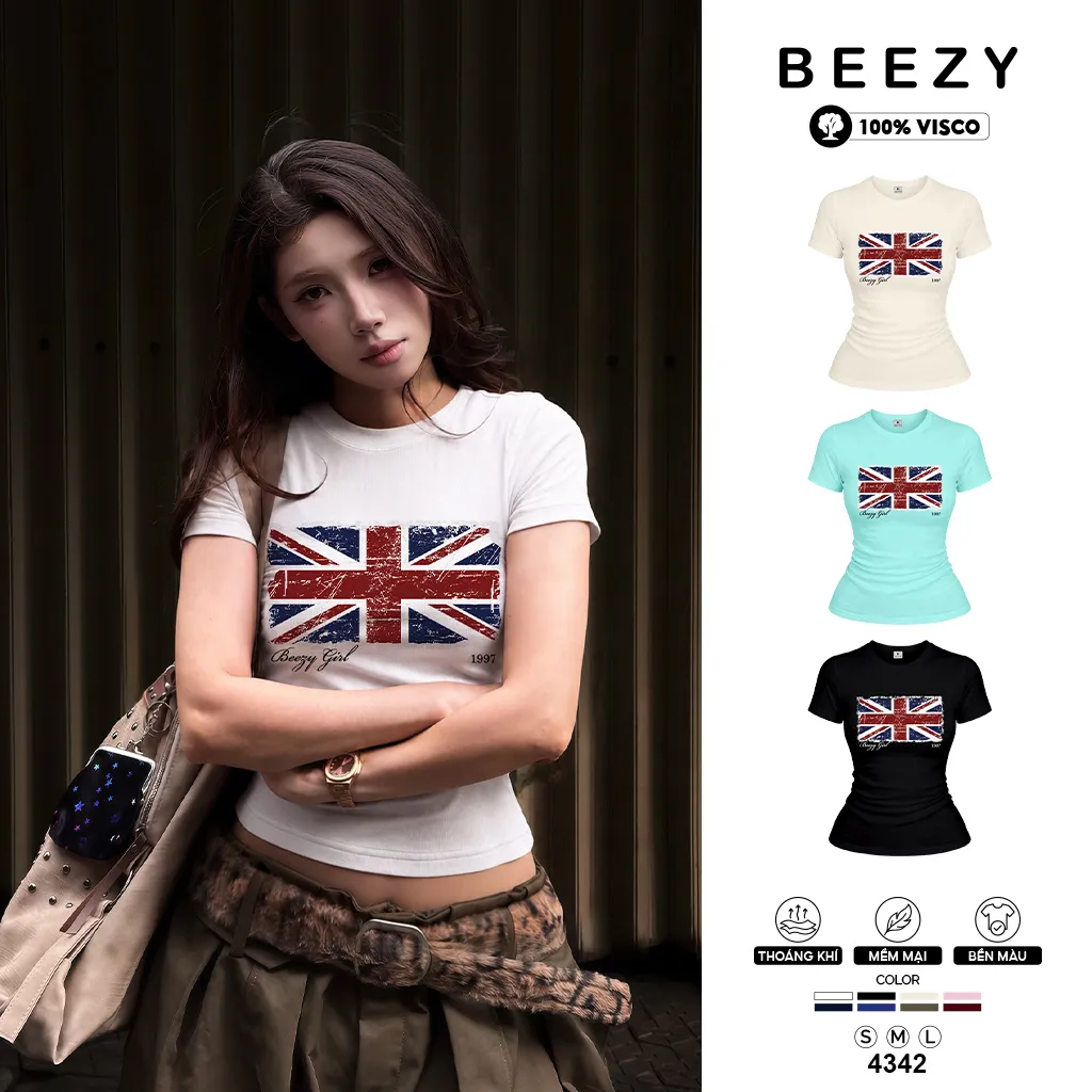 Áo baby tee form ôm lá cờ Beezy 4342