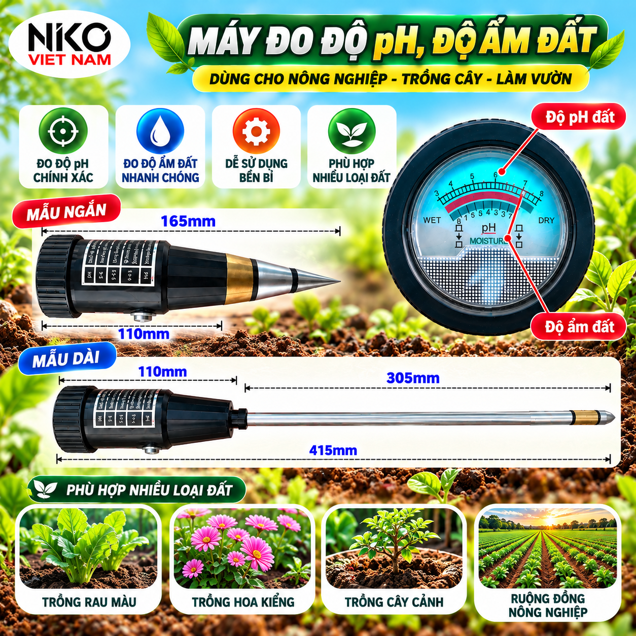 Máy Đo pH, Đo Độ Ẩm Đất - Chỉ Cần Cắm Và Đọc_thumbnail_1