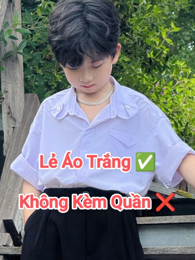 Áo Trắng Cách Điệu và Quần Sông Đen Chít Ben Cho Bé Trai. Bé Gái._thumbnail_8