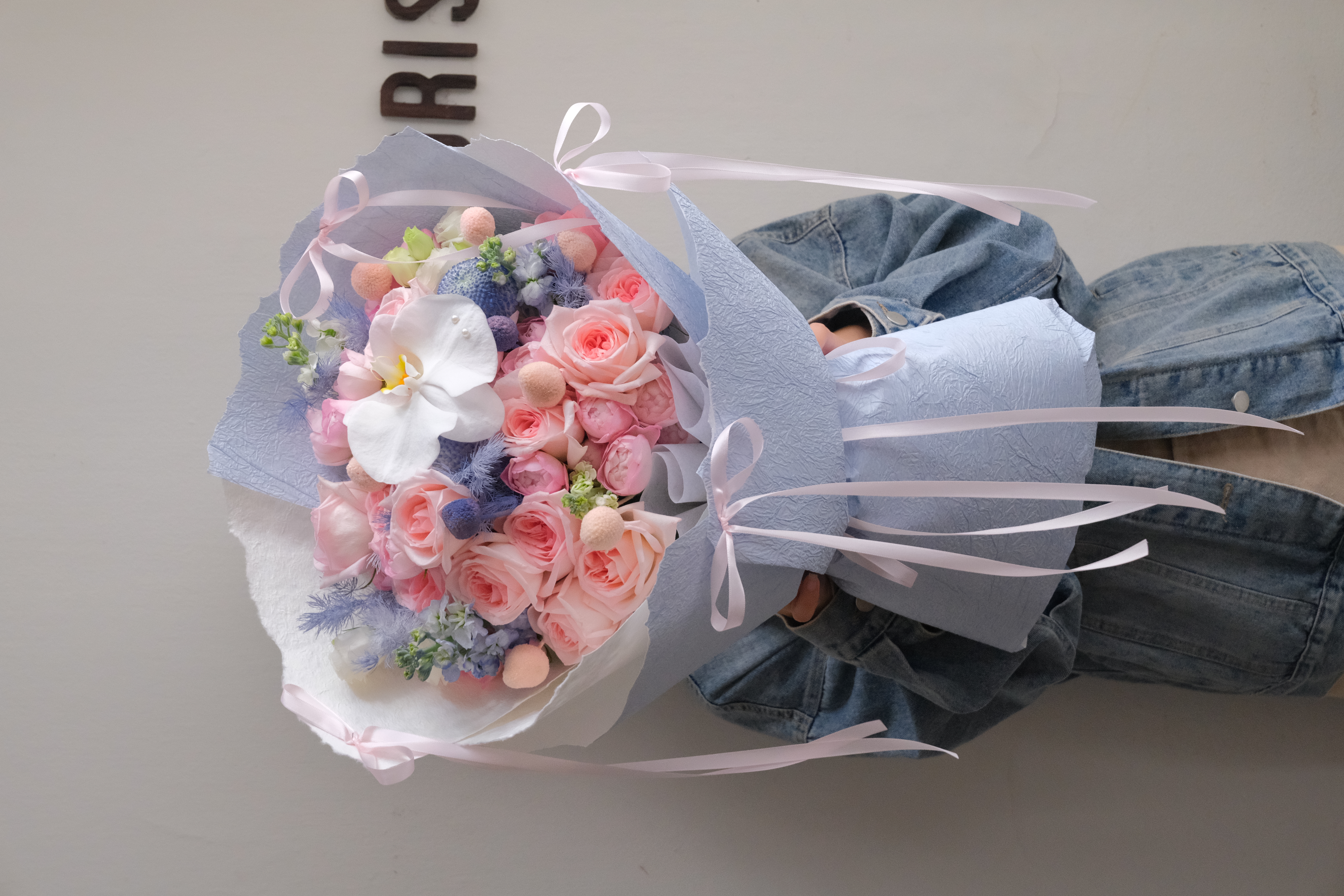 Blue Cotton Candy - Bó hoa mix tone hồng & xanh blue ngọt lịm - Size M+_thumbnail_0