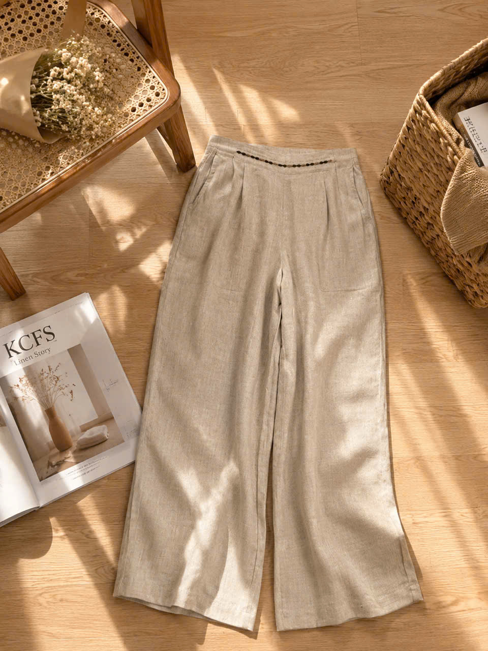 Quần linen tưng lưng thun thêu_thumbnail_3