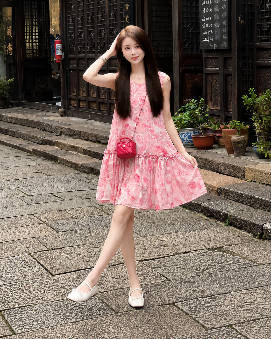 Đầm Hồng Hoa Nhí Dáng Xòe Nữ Tính_thumbnail_2