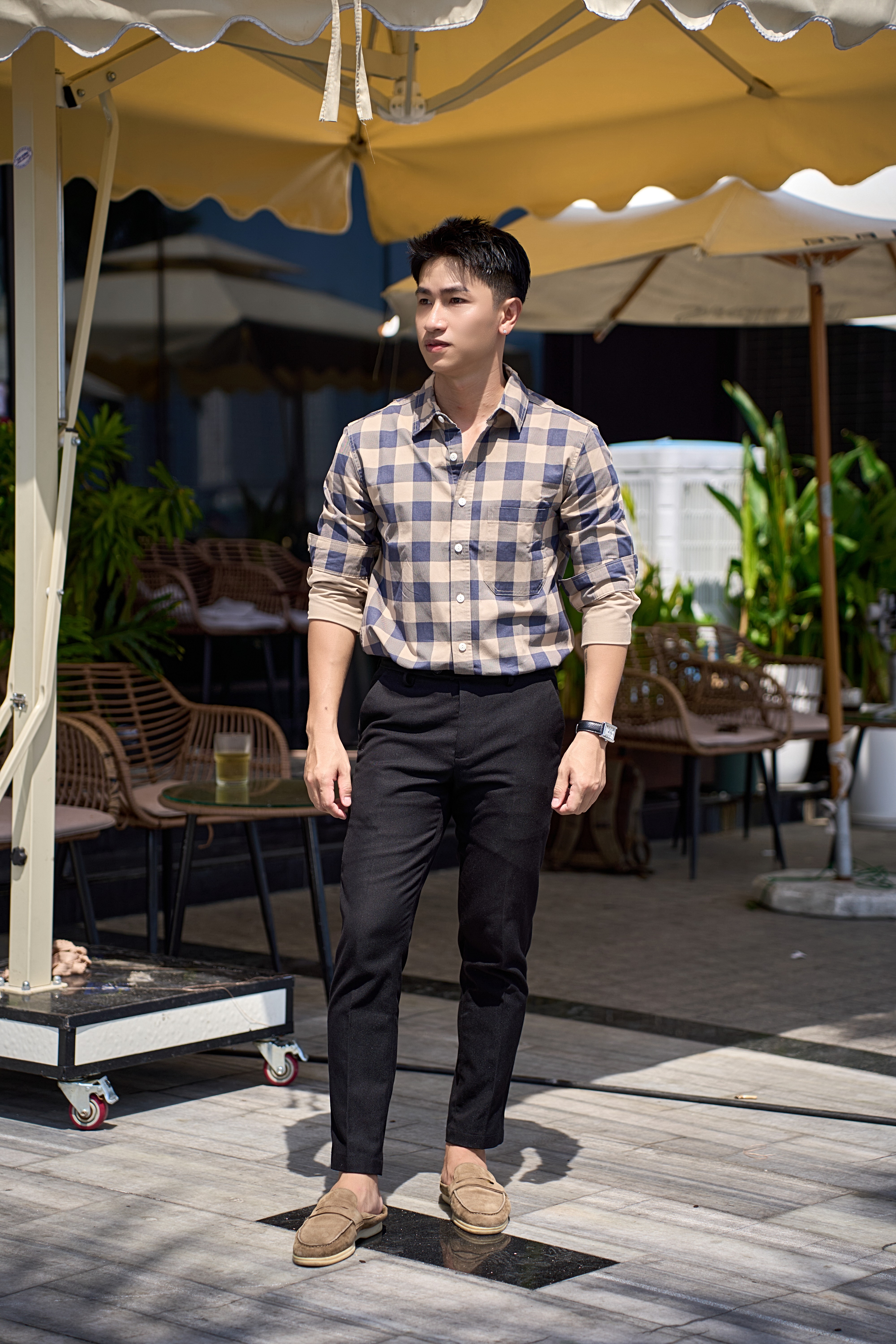 SA132 - Áo sơ mi nam kẻ caro phong cách Nhật Bản, dáng rộng thoải mái, tay dài cổ ve_thumbnail_7