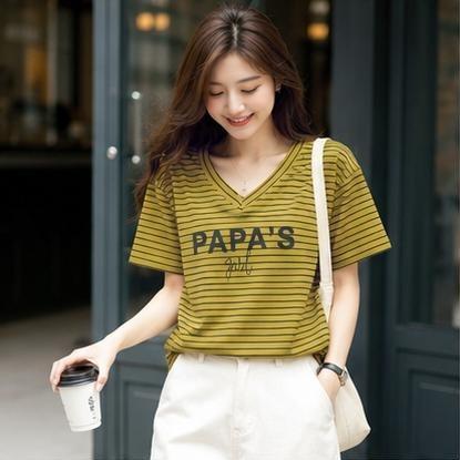 Áo Thun lẻ 356 Cổ tim sọc ngang Free Size 45-75kg Co Giãn 4 Chiều Tôn Dáng Mềm Mịn Thoáng Mát Dễ Phối Phong Cách Borip Quảng Châu Chất Liệu Cao Cấp_thumbnail_3