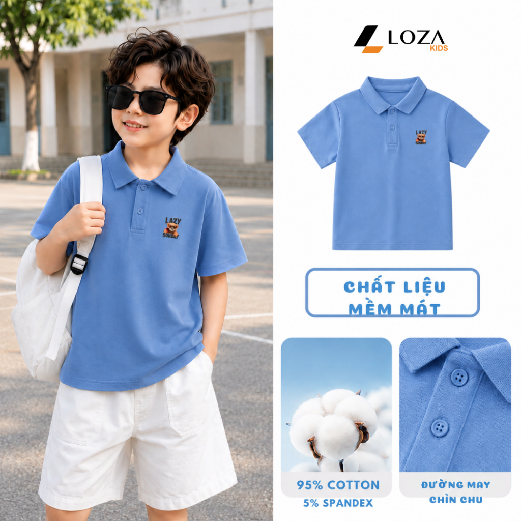 Áo polo bé trai hình Gấu LAZY - Loza Kids PL3645_thumbnail_2