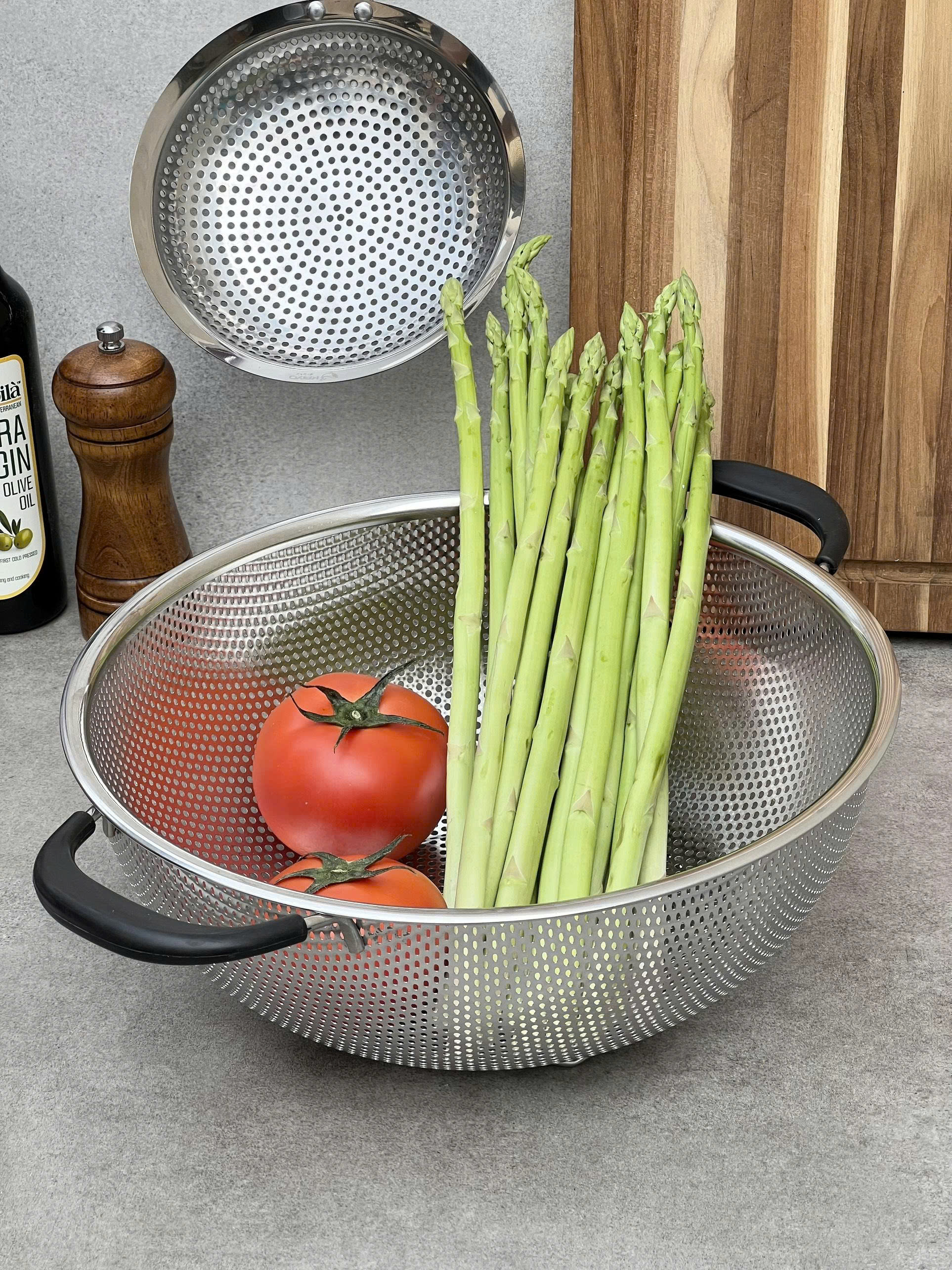 RỔ INOX LIỀN KHỐI 2 TAY CẦM CÓ CHÂN KAIYO_thumbnail_4