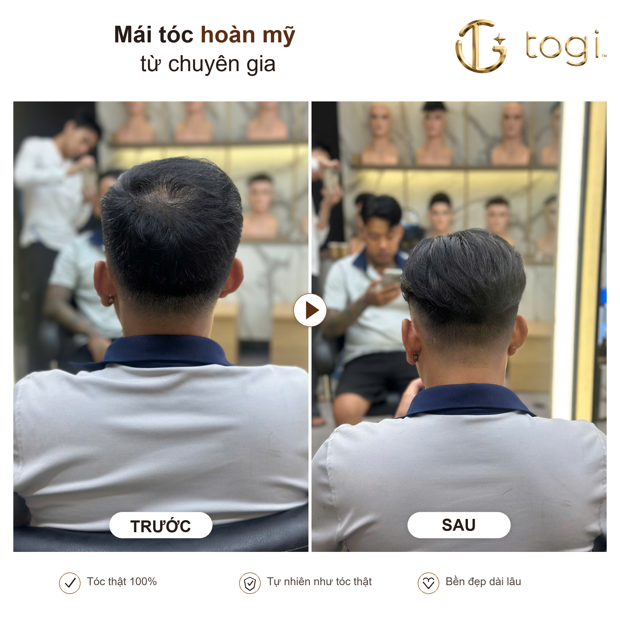 Togi65 sau gáy tóc tệp tự nhiên