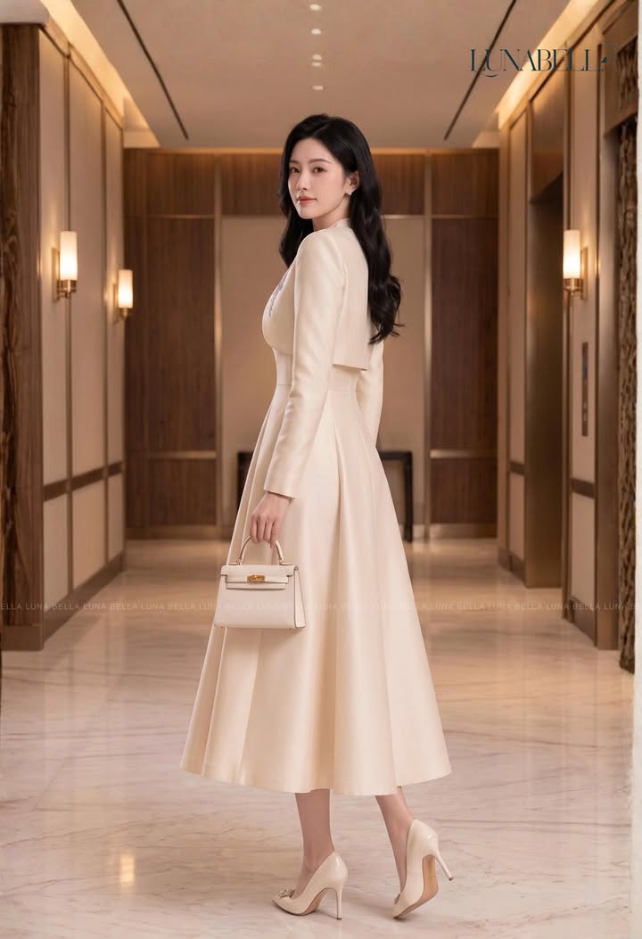 Áo choàng đính đá LAVENE màu BE_thumbnail_1