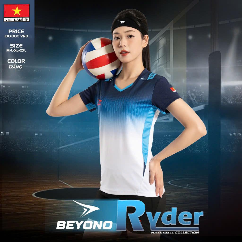 Quần Áo Bóng Chuyền Nam Nữ Beyono Ryder Trắng Xanh Thun Mè Cao Cấp Thoáng Khí Thể Thao Đương Đại_thumbnail_1
