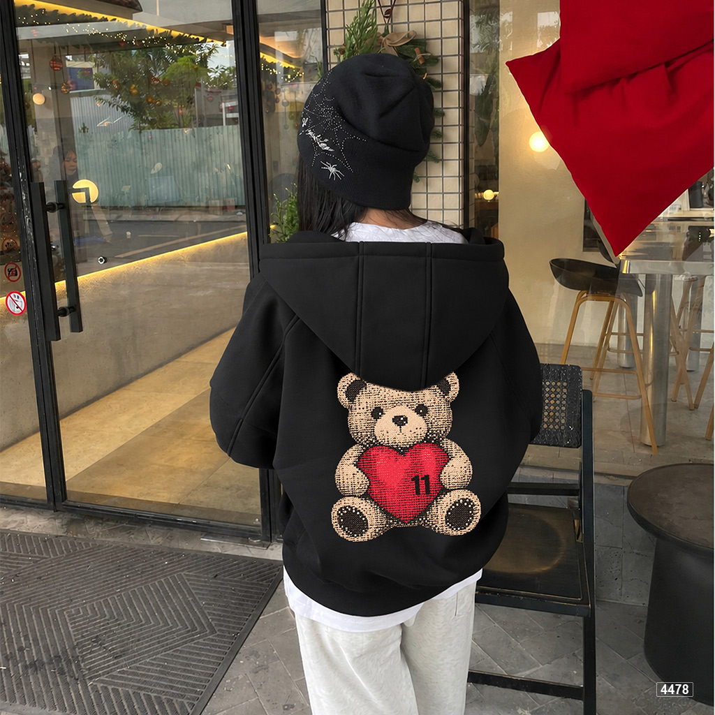 Áo hoodie zip Miucho form rộng basic nỉ 2 da Hàn Quốc 4478_thumbnail_4
