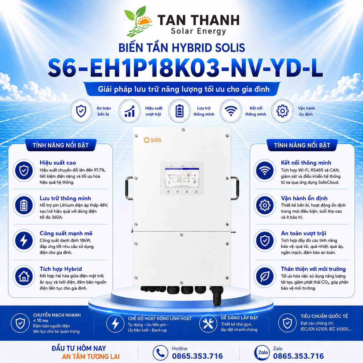 Solis S6-EH1P18K03-NV-YD-L 18kW 1 Pha