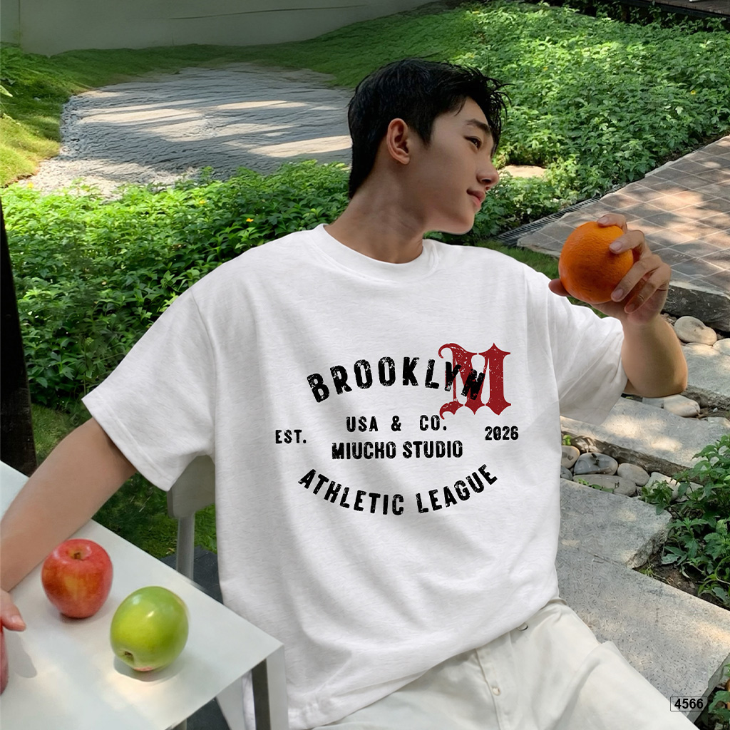 Áo thun boxy cotton xước Miucho phong cách thể thao Mỹ 4566_thumbnail_3