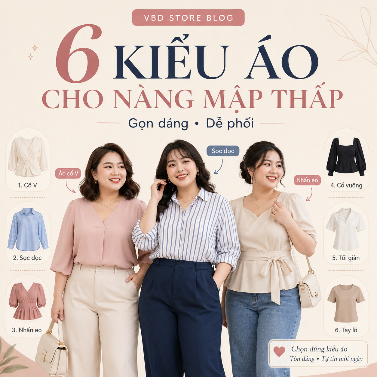 6 Kiểu Áo Dành Cho Người Mập Thấp Gọn Dáng, Dễ Phối