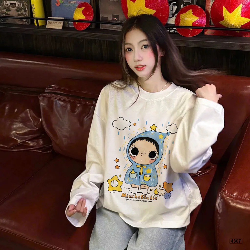 Áo thun tay dài unisex form boxy Miucho 4307_thumbnail_5