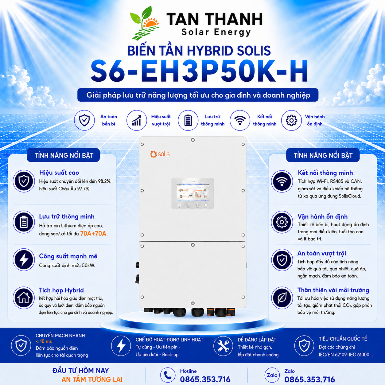 Solis S6-EH3P50K-H 50kW 3 Pha Áp Cao