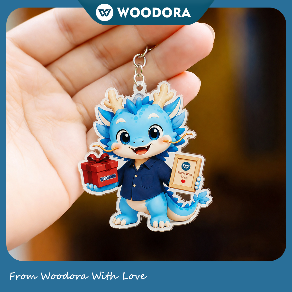 Móc Khóa Linh Vật Woodora - Rồng Xanh May Mắn