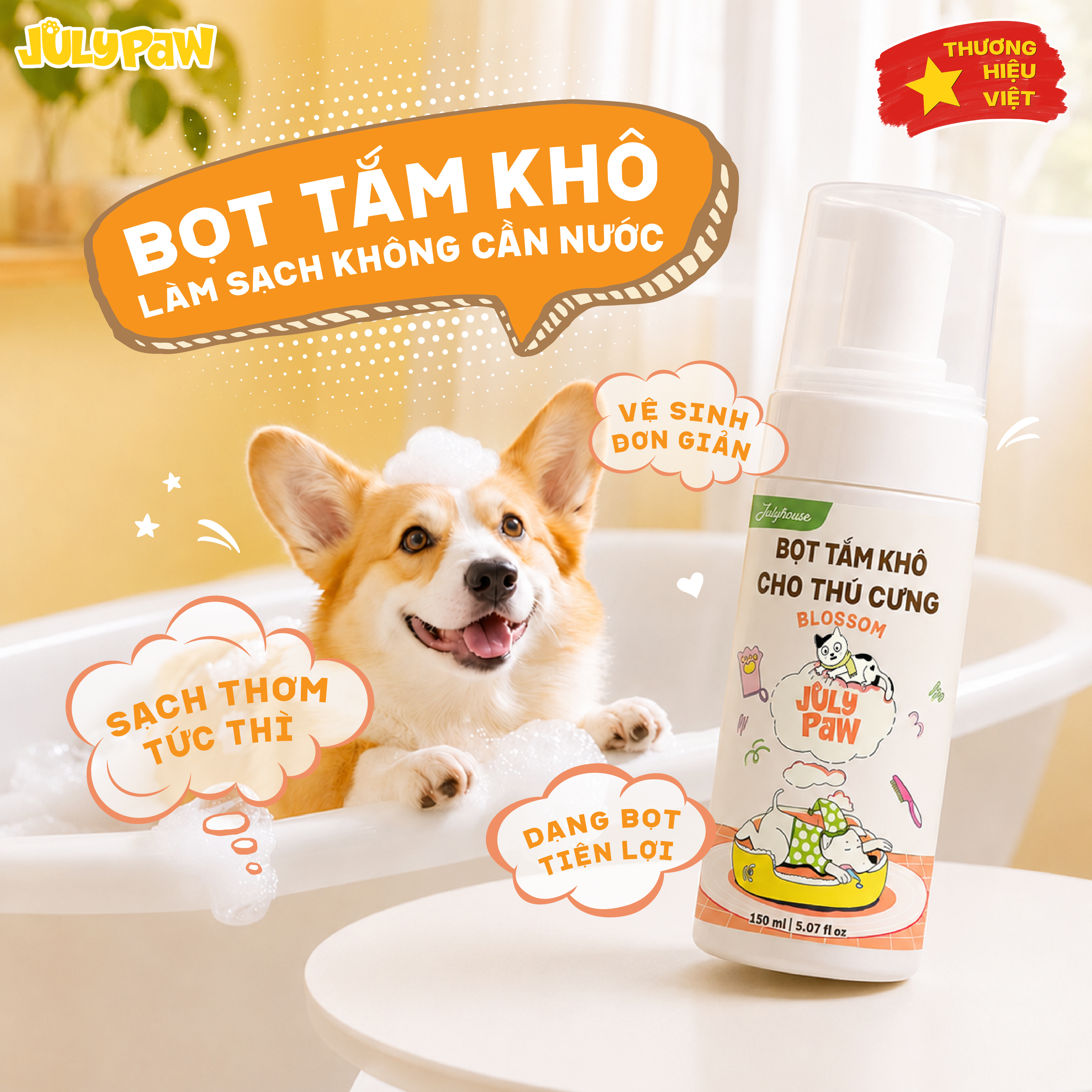 Bọt Tắm Khô Cho Thú Cưng Blossom