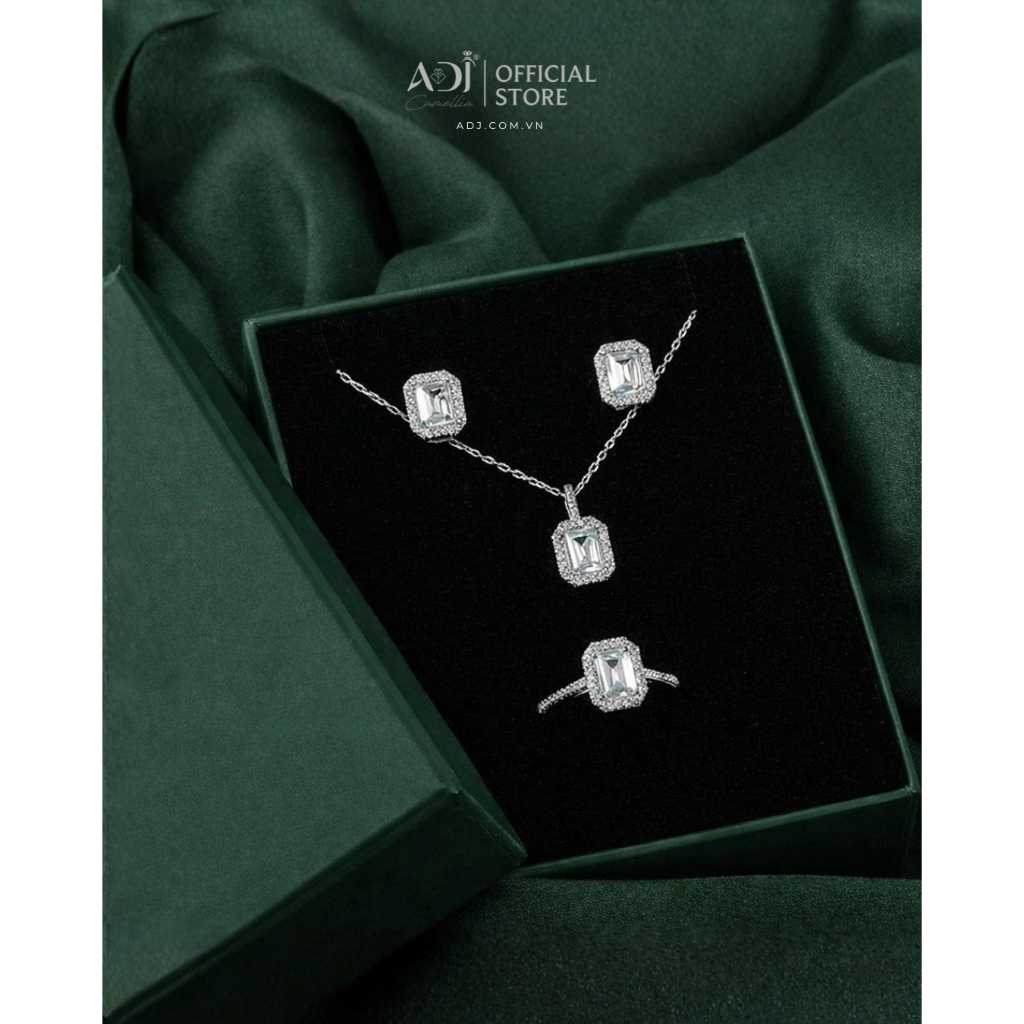 Bộ Trang Sức Bạc 925 ADJ CICILIA Cao Cấp - Quà Tặng Ý Nghĩa Gồm Dây Chuyền, Nhẫn, Bông Tai Đính Đá Sang Trọng [TẶNG HỘP_thumbnail_11