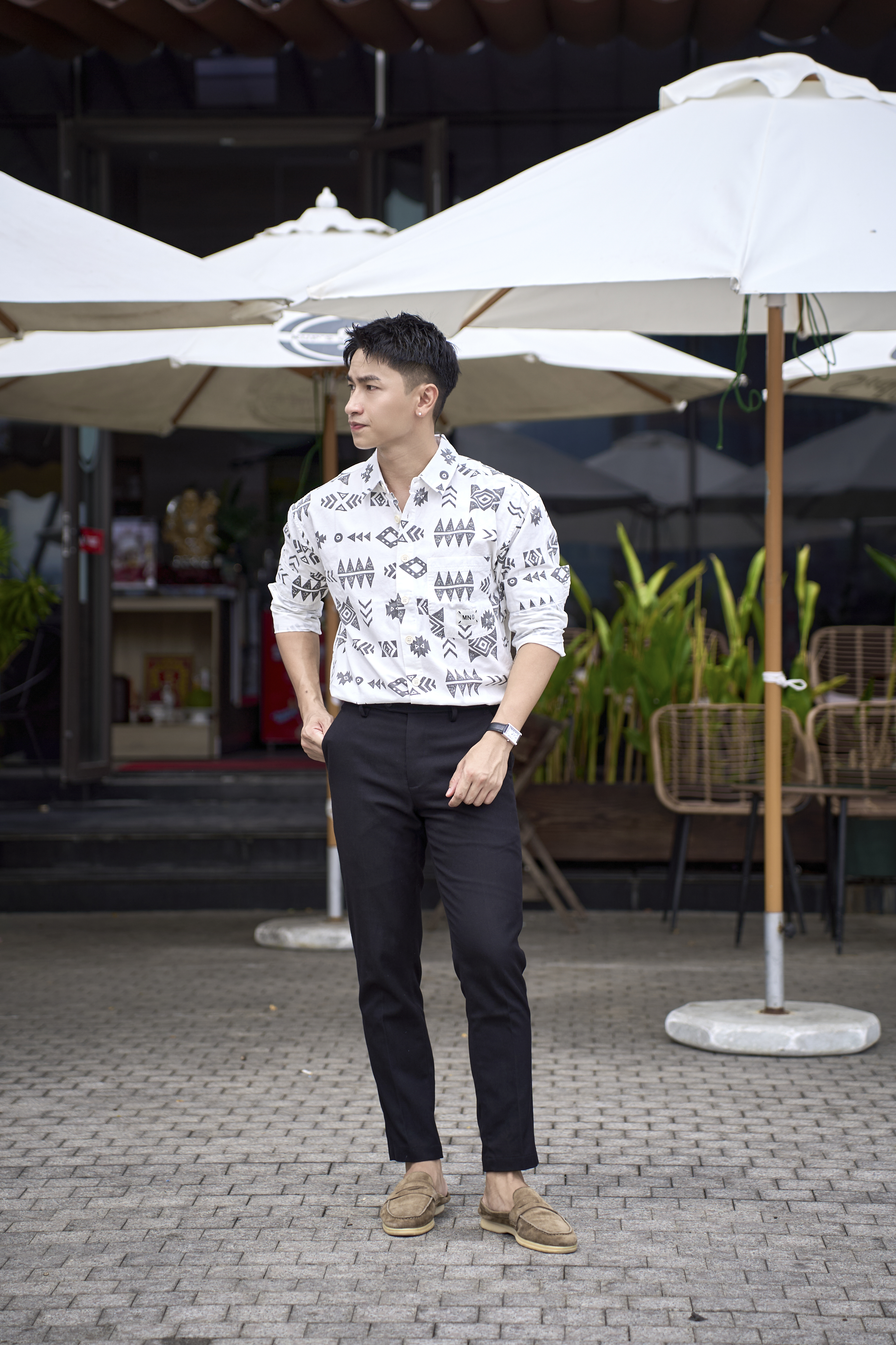 SA121 - Áo Sơ Mi Nam Tay Dài In Họa Tiết Phong Cách Nhật Bản Chất Cotton Mềm Mại