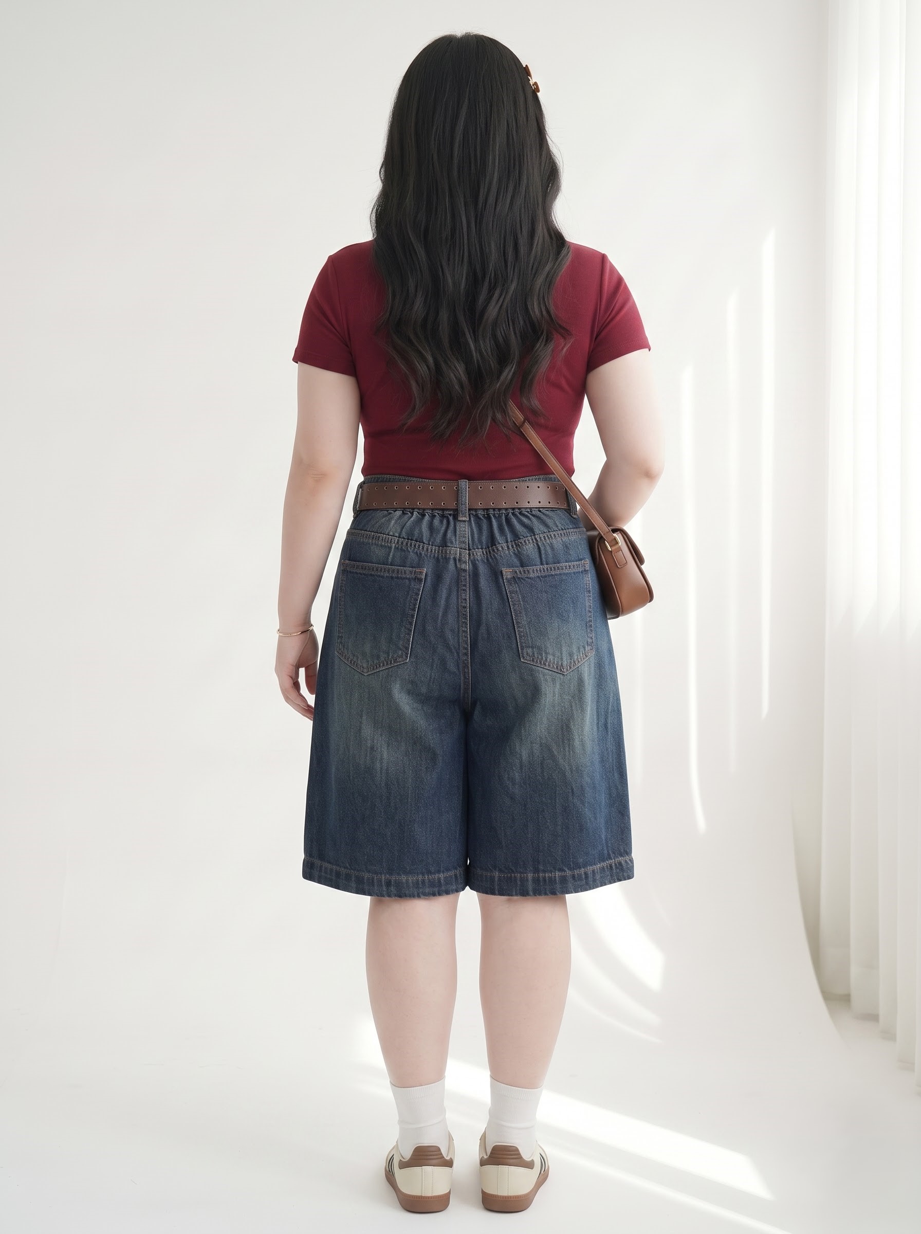 Quần Short Jean Lửng Lưng Thun Bigsize Nữ Dài 64cm - Xanh Nhạt, Xanh Đậm - Vừa 55–90kg - T-QSJ79_thumbnail_3