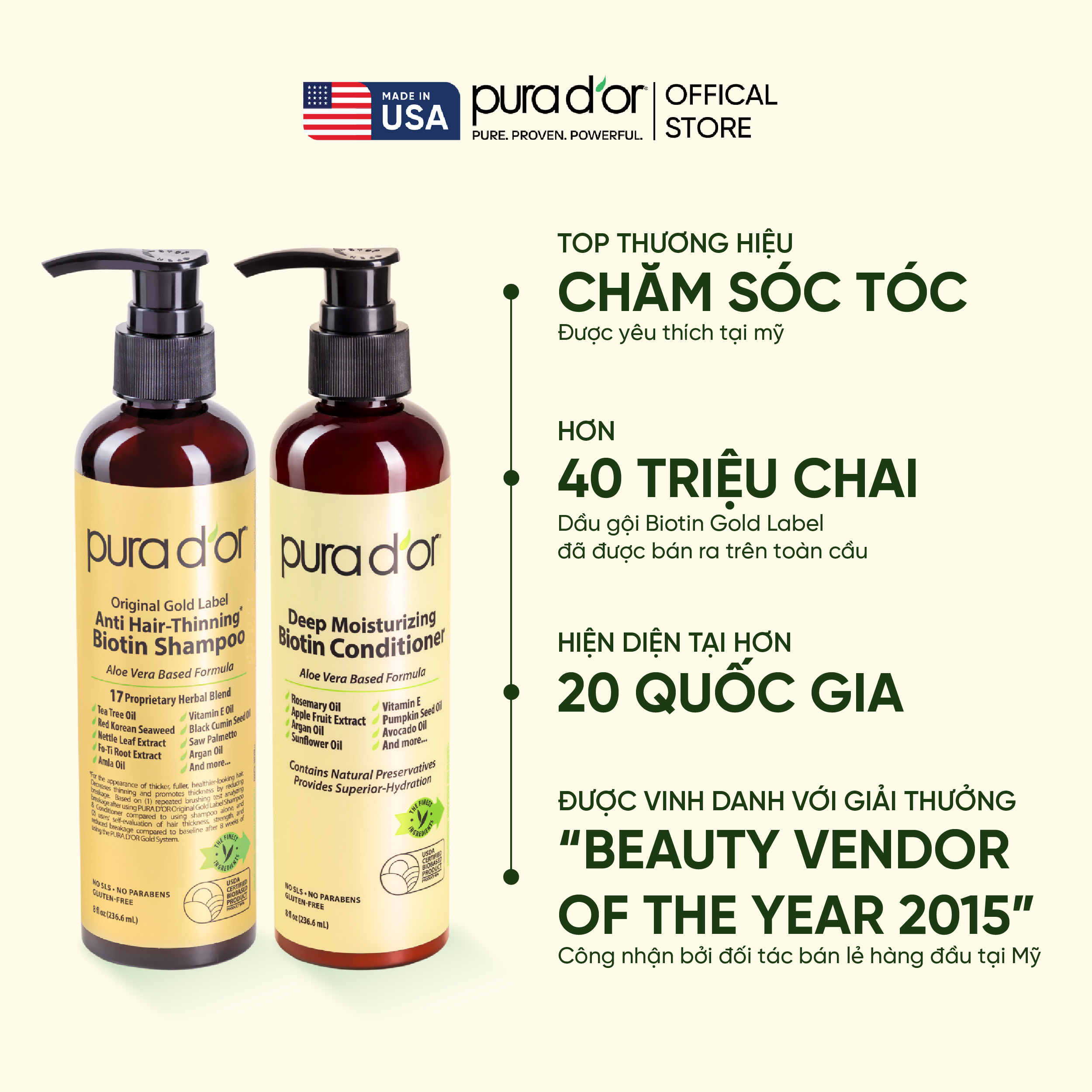 Combo 3 Bước Dầu Gội, Dầu Xả, Giảm Rụng Tóc Organic Pura D'or Biotin Gold Label 236ML | Chăm Sóc Tóc, Chăm Sóc Da Đầu, Dưỡng Tóc, Hỗ Trợ Mọc Tóc_thumbnail_4
