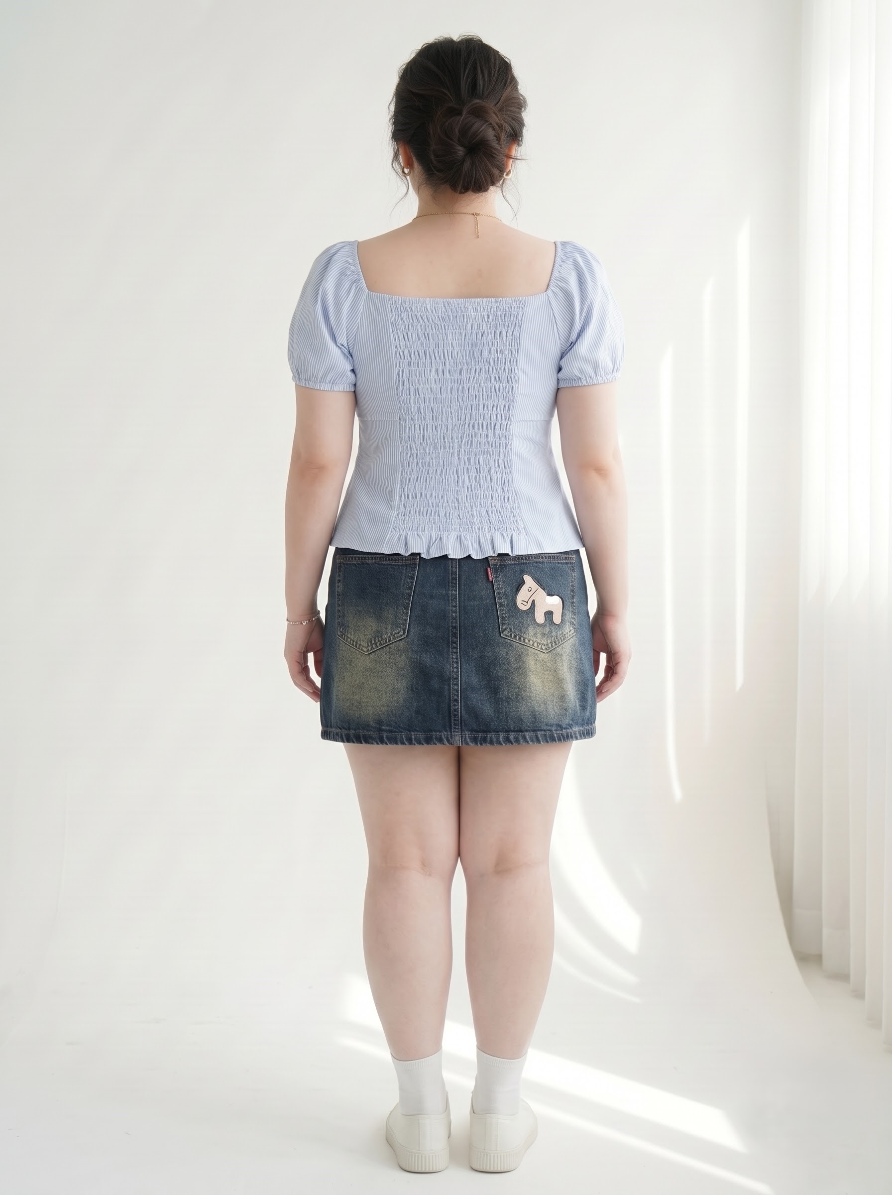 Chân Váy Jean Thêu Cún Bigsize Dáng A Có Quần Bảo Hộ - Xanh Nhạt, Xanh Đậm - Vừa 55–90kg - T-JV2126_thumbnail_5