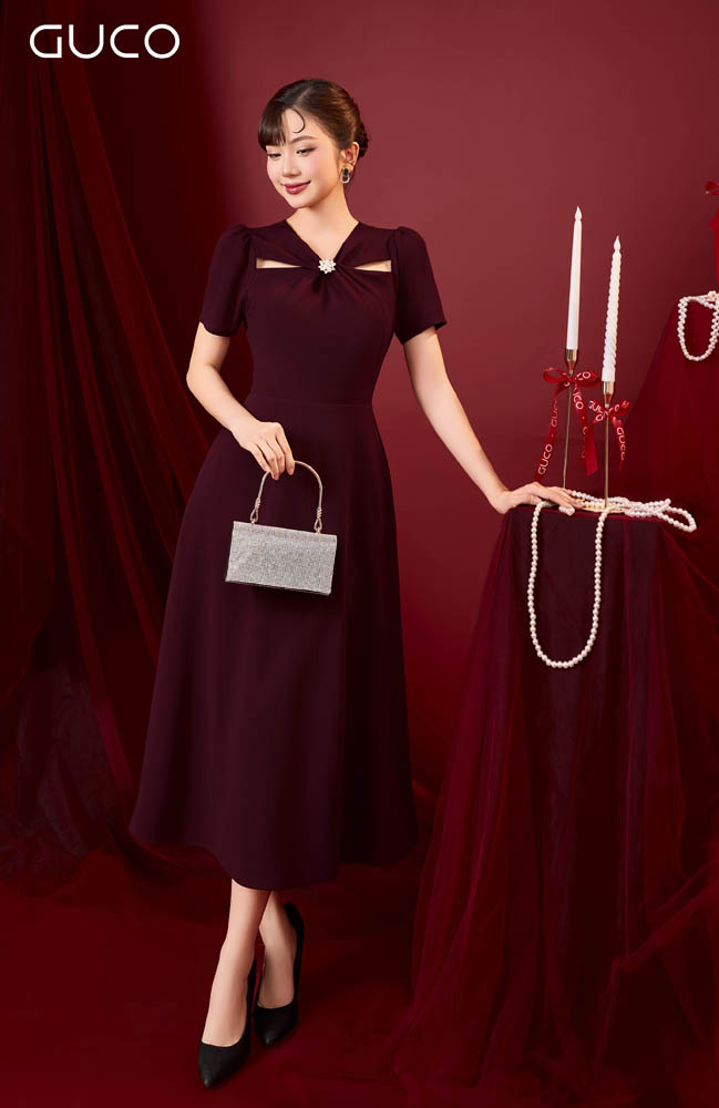 ĐẦM XÒE CUT-OUT ĐÍNH ĐÁ - ĐÔ_thumbnail_1