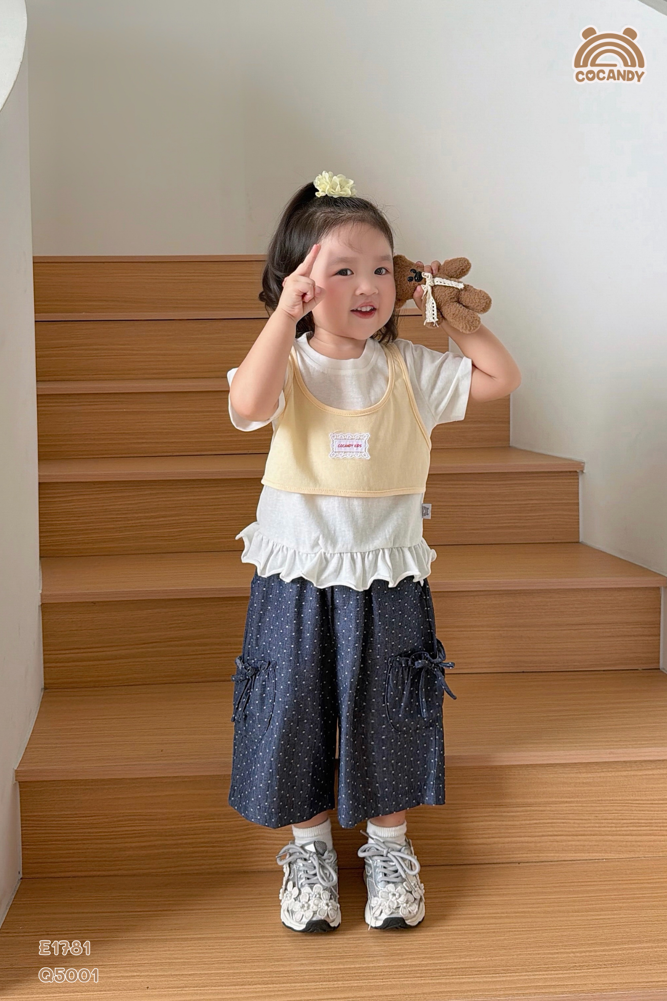 Quần lửng XANH denim chấm bi phối nơ_thumbnail_14