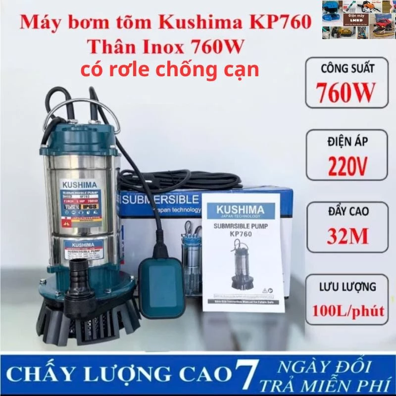 Máy bơm chìm KUSHIMA 760w/Điện áp 220v - Máy bơm chìm có phao chống cạn -Lõi đồng-Có phao chống cạn-Máy khỏe-Độ bền cao_thumbnail_2