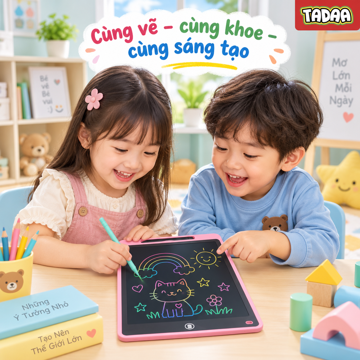 Bảng viết vẽ điện tử LCD đa sắc 16 inch – Bé Thỏa Sức Sáng Tạo_thumbnail_3